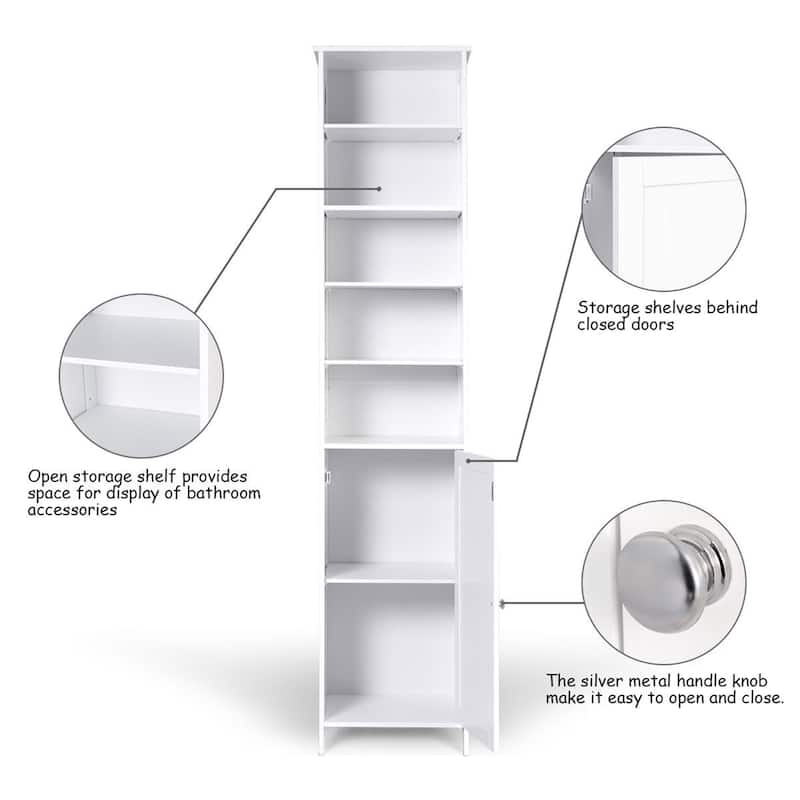 Costway 72''H Bathroom Tall Floor Storage Cabinet Shelving Display - See Description