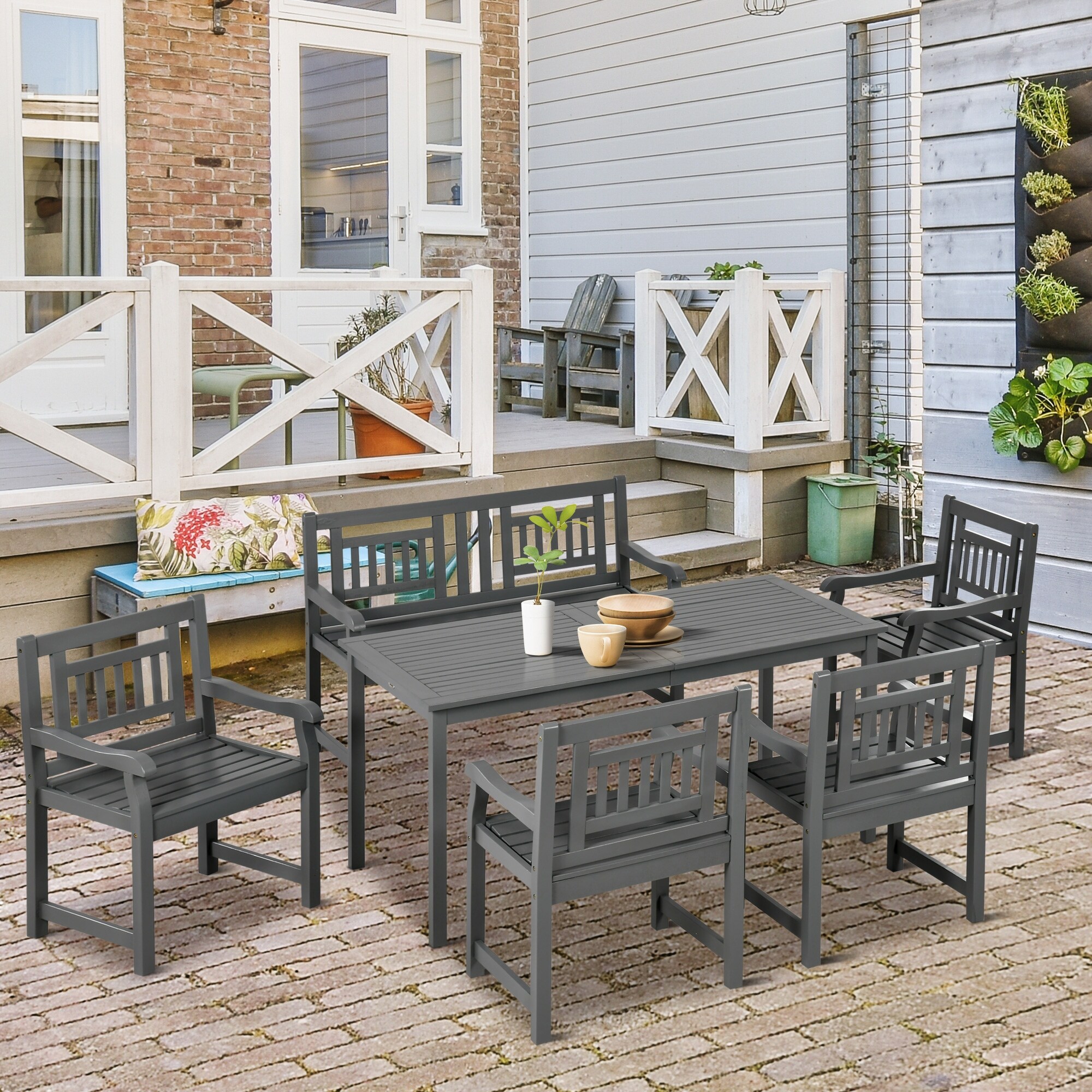 Natural wood 2025 outdoor dining table