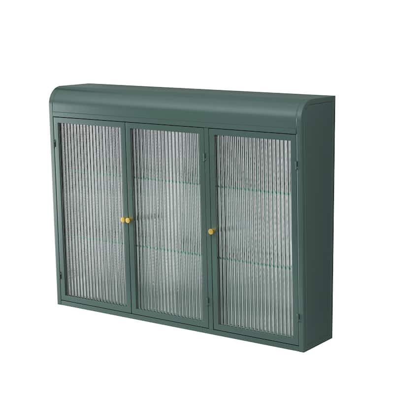 Modern Minimalist 3 Door Arched Wall Mounted Glass Cabinet