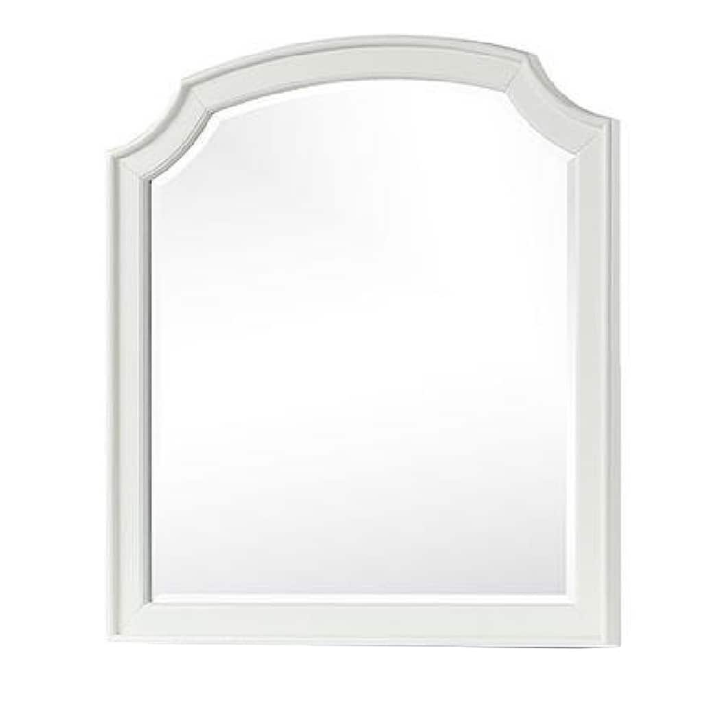 Kyna Dresser Mirror, Beveled Glass, Classic Antique White Solid Wood, 40x42