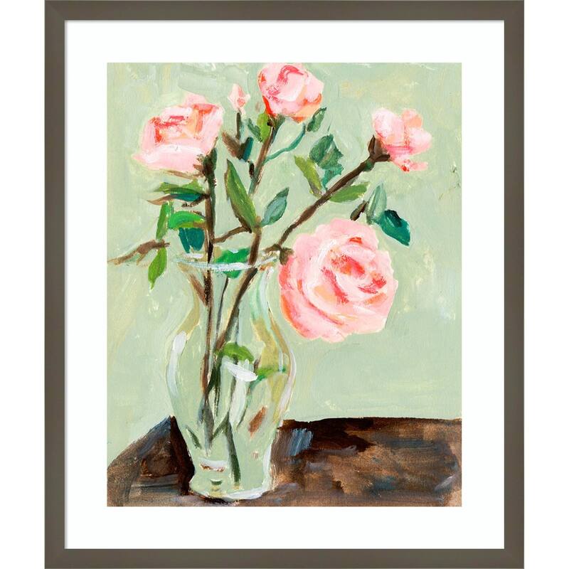 Tender Still Floral No. 2 by Melissa Wang Wood Framed Wall Art Print - Svelte Clay Grey