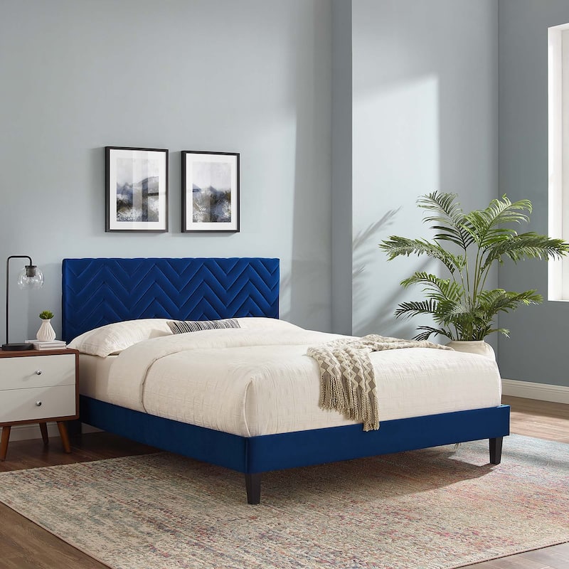 Leah Chevron Tufted Performance Velvet King Platform Bed