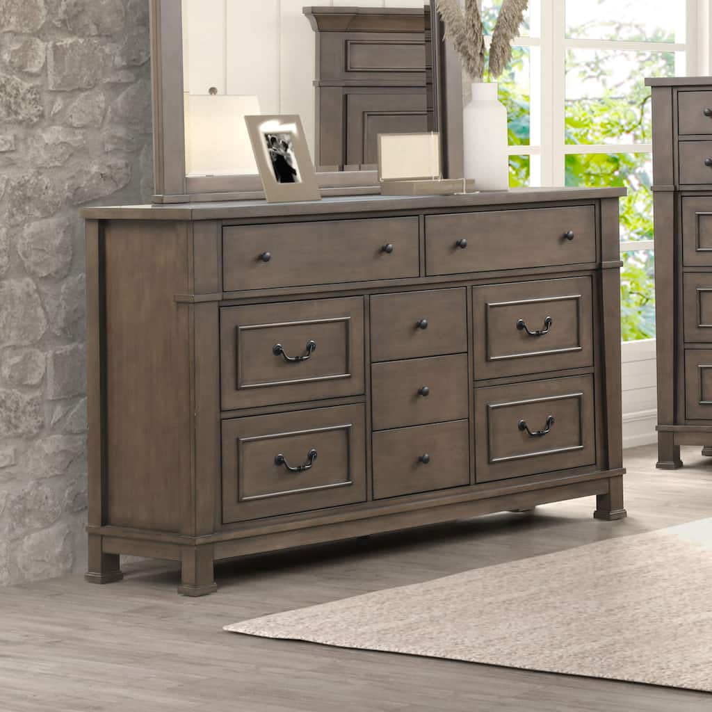 Furniture of America Quinlan Dark Walnut Wood 9-Drawer Dresser