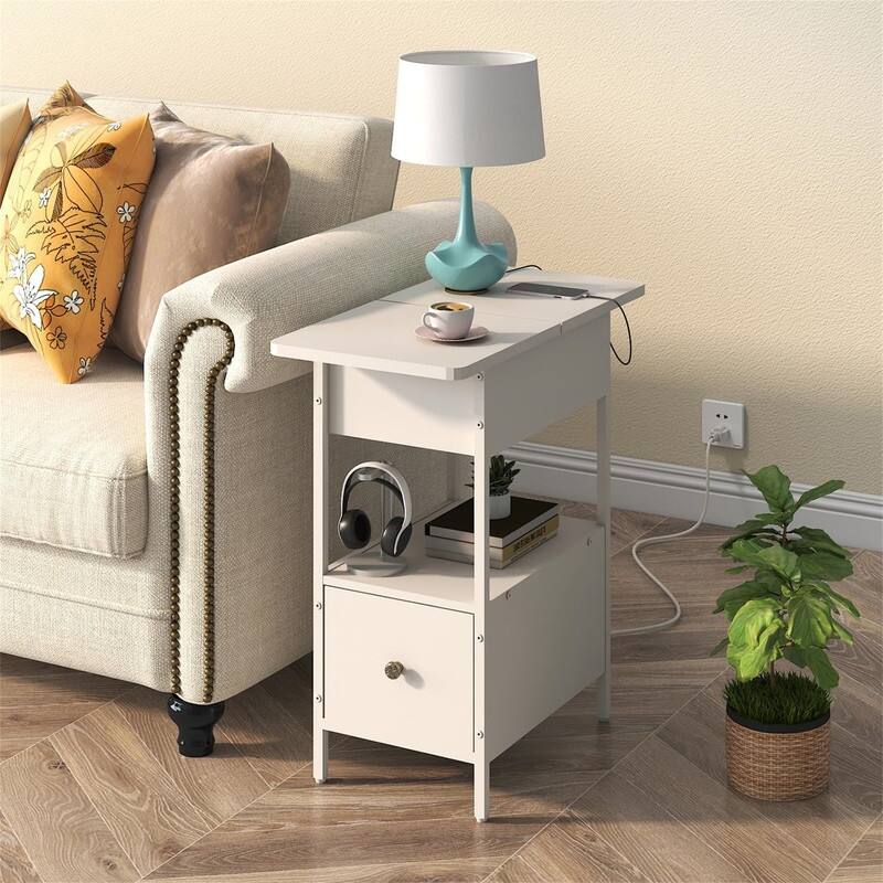 End Table with Charging Station - 23.75"D x 11.85"W x 24.7"H