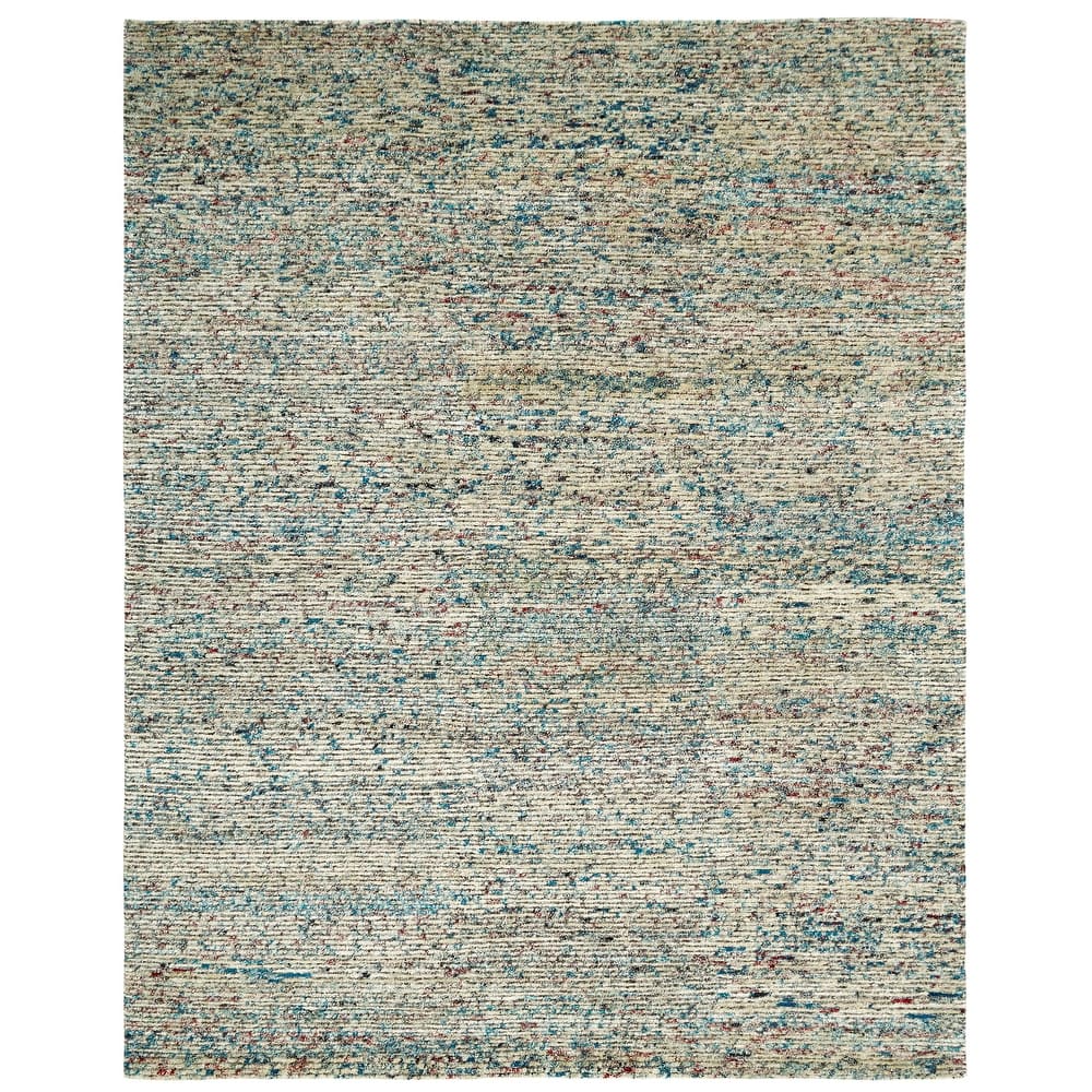 Modern Grey Hand-Knotted Wool & Viscose Area Rug