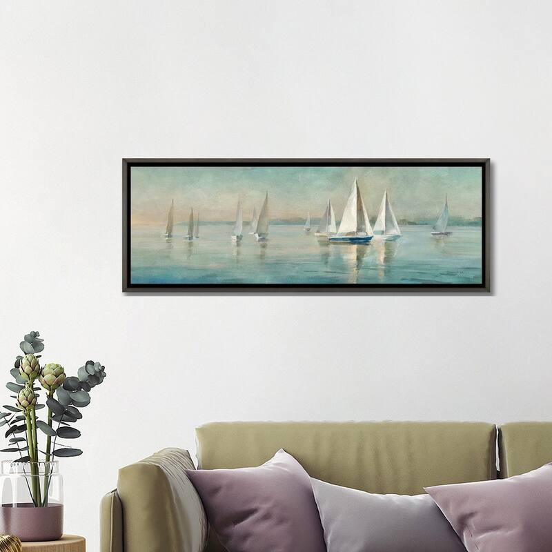 iCanvas "Sailboats at Sunrise" by Danhui Nai Framed