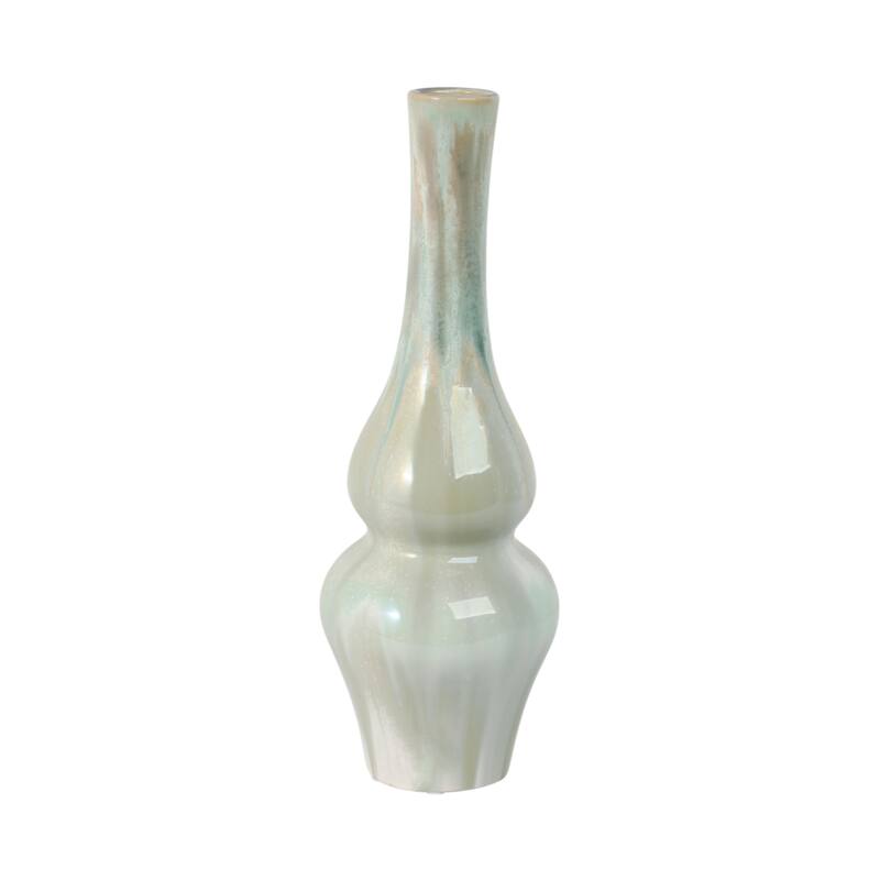 Stoneware Ceramic Vase Tall Sculptural Silhouette Glazed Finish Modern
