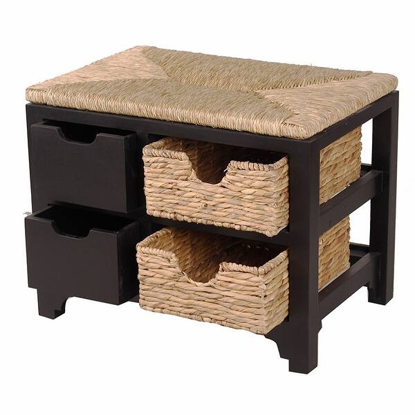 Shop Top Storage Bench W 2 Drawers And 2 Hyacinth Storage Baskets