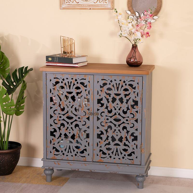 2-door Intricate Traditional Antique Storage Cabinet