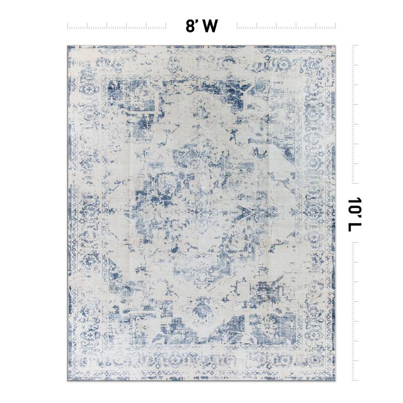World Rug Gallery Traditional Vintage Distressed Washable Non Slip Area Rug
