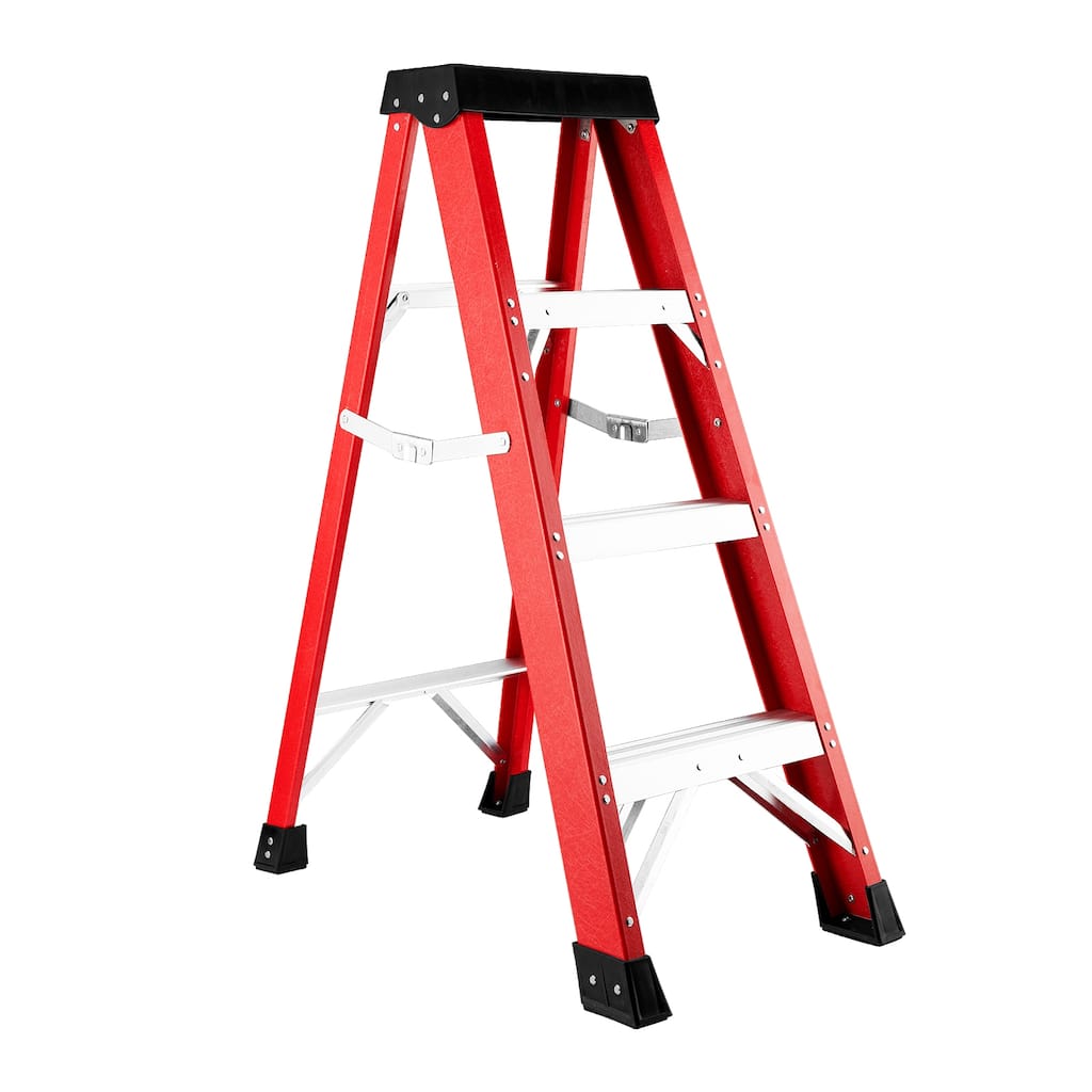 Anmytek Fiberglass Electrician Stepladder 330 lbs Capacity Non Conductive Single Sided Insulated Folding Ladder