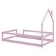 preview thumbnail 5 of 24, Twin Size Wood Bed With House-Shaped Headboard Floor Bed With Fences
