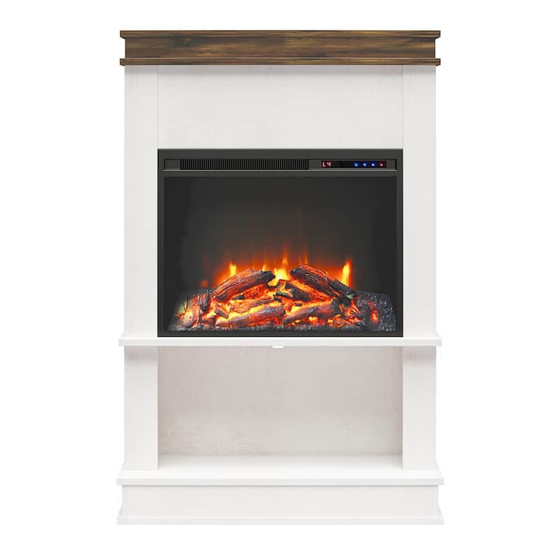 Ameriwood Home Melwood Electric Fireplace with Mantel & Open Shelf