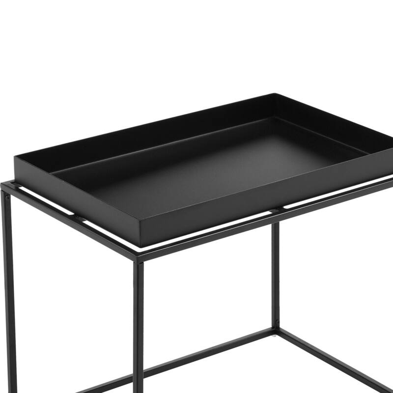 16 in. Black Rectangle Metal End Table, Sturdy Build End Side Table for Living Rooms