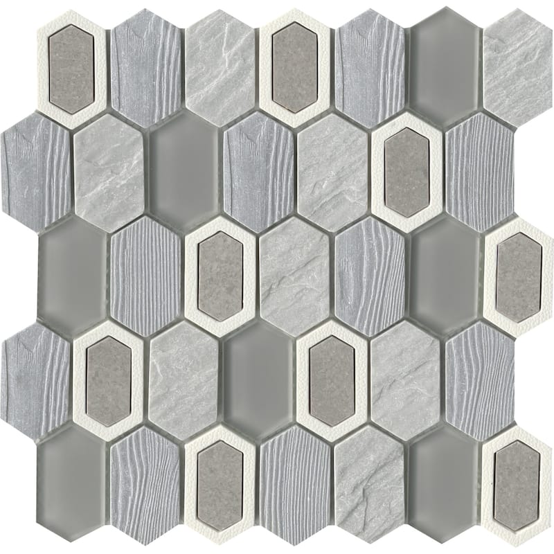 Emser Tile Literati - 12" x 12" Hexagon Geometric Mosaic Wall Tile -
