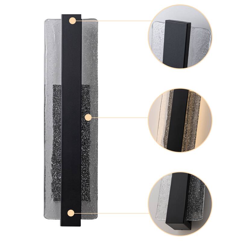 Modern 1-Light Integrated LED 3000K Warm Light Outdoor Wall Sconce with Seeded Glass