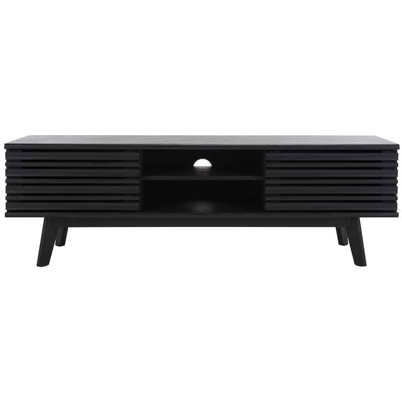 SAFAVIEH Teela Walnut 59-inch Storage Media TV Stand - 59" W x 15" L x 19" H - 59Wx15Dx19H