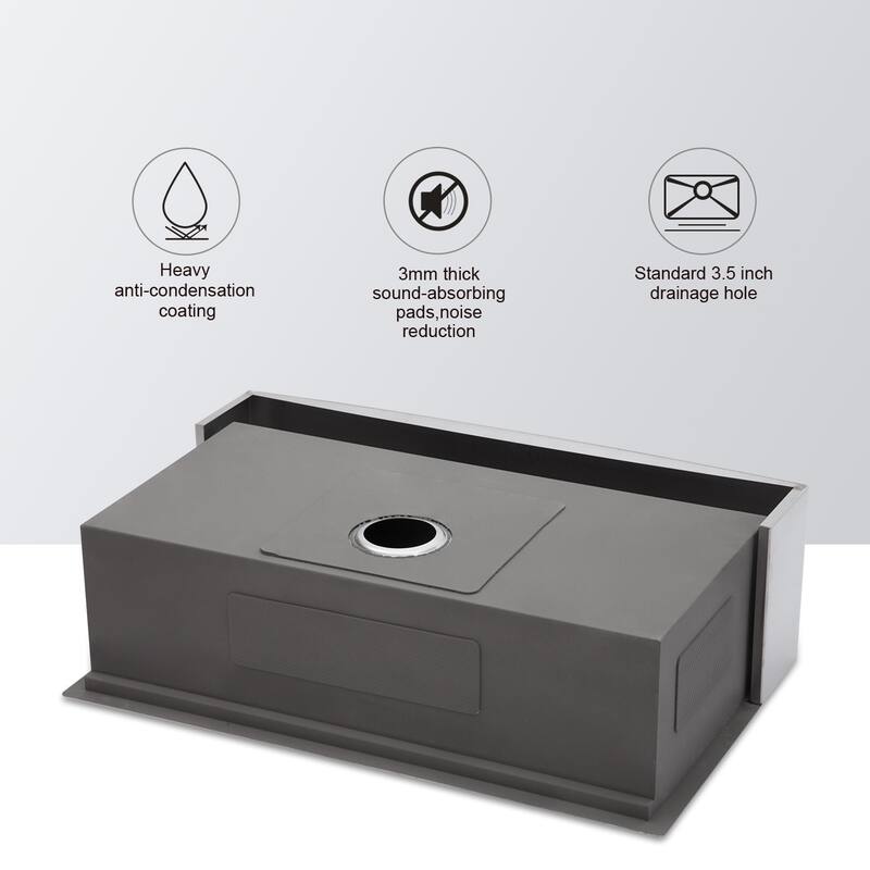 Farmhouse Sink Apron Front Ledge Workstation 16 Gauge Stainless Steel Single Bowl Luxury Kitchen Farm Sink