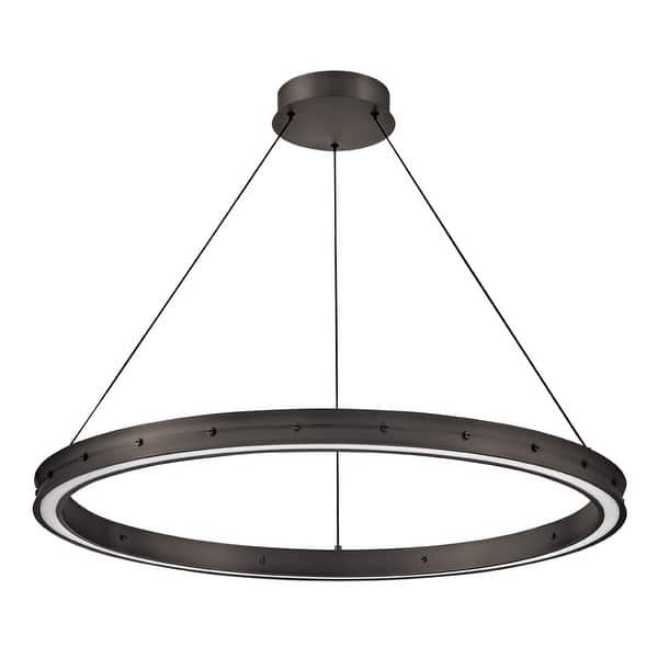 slide 2 of 9, Fredrick Ramond FR41476 Althea 38" Wide LED Ring Chandelier Satin Black