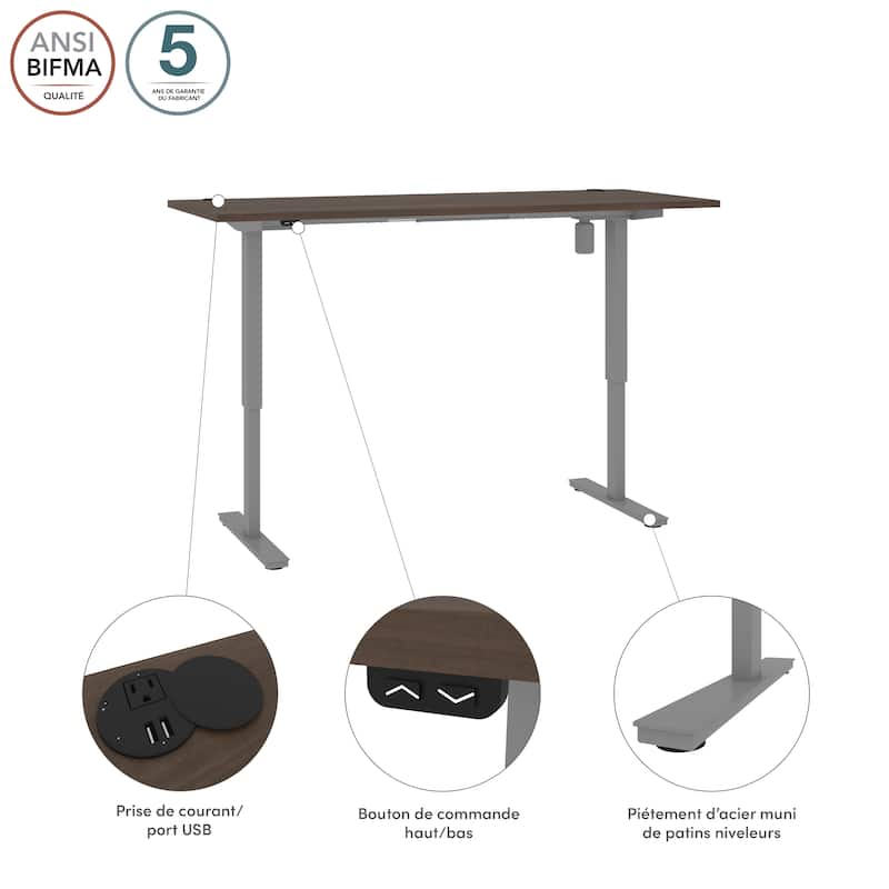 Bestar Upstand 72W x 30D Electric Height-Adjustable Standing Desk