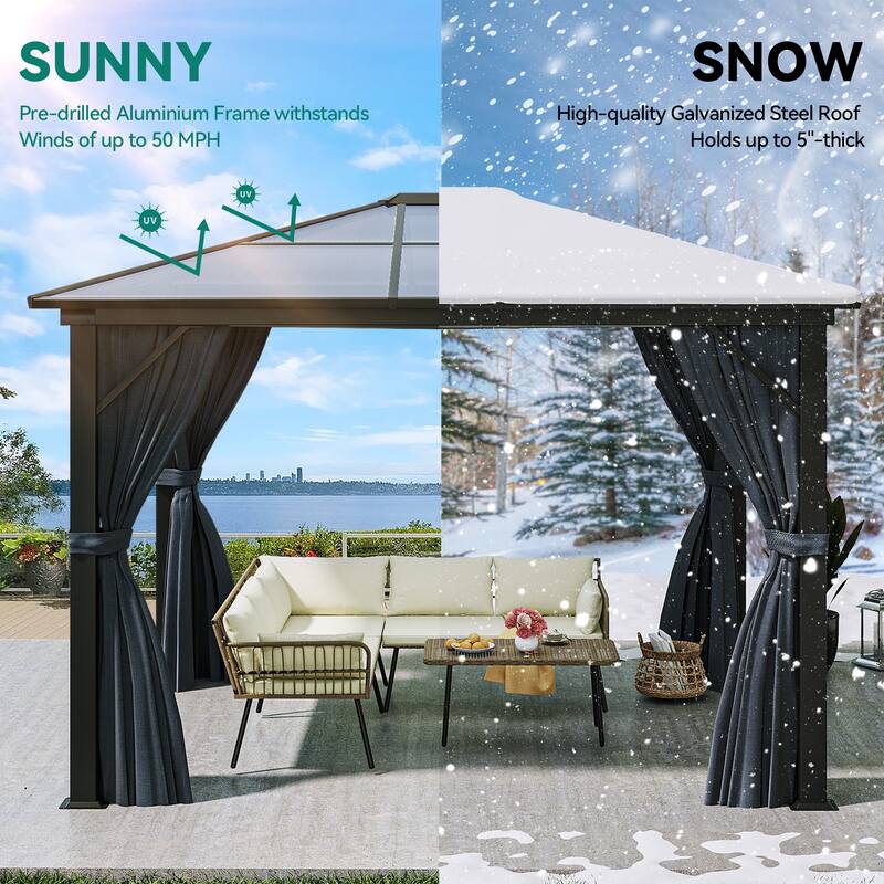 12 Ft. W x 10 Ft. D Metal Patio Gazebo