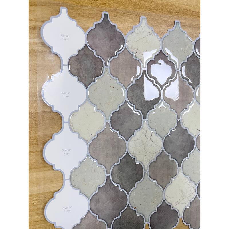 Art3d 12"×12" Vinyl Peel and Stick Backsplash Tile Gray Lantern (10-Pack)