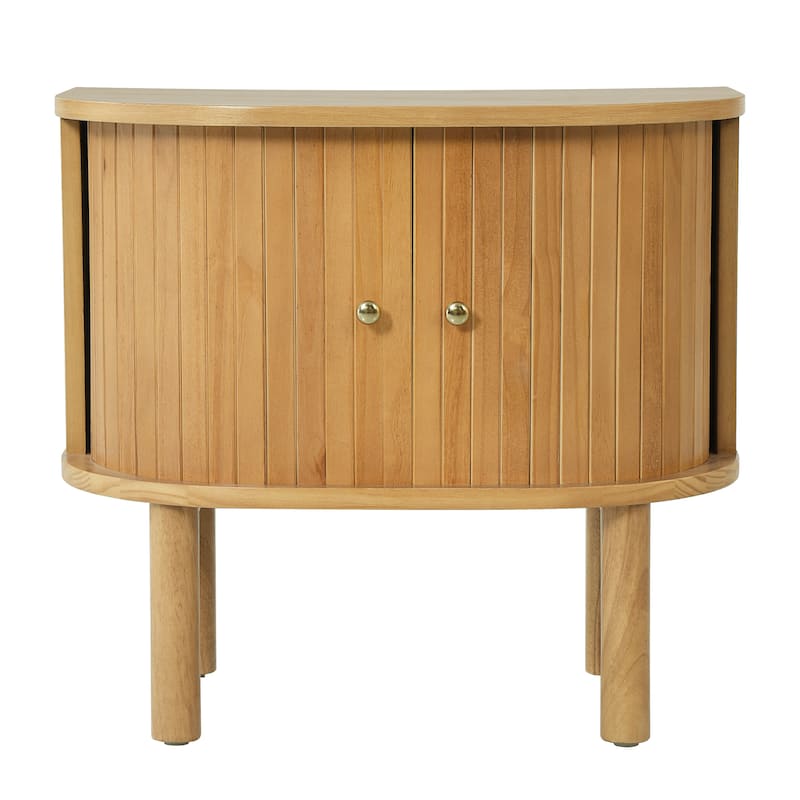 Christopher Knight Home - Farmhouse Solid Wood Semi-Cylindrical Nightstand with Sliding Slatted Doors