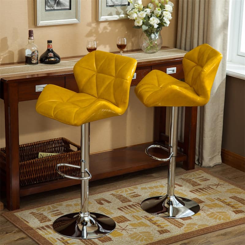 Contemporary Tufted Adjustable Height Hidraulic Bar Stools,Set of 2