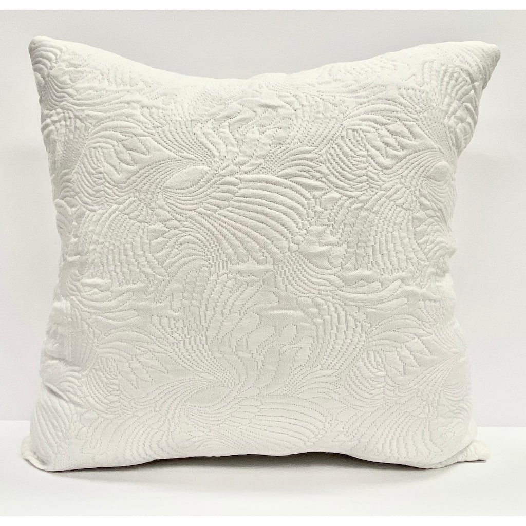 White matelasse decorative pillow