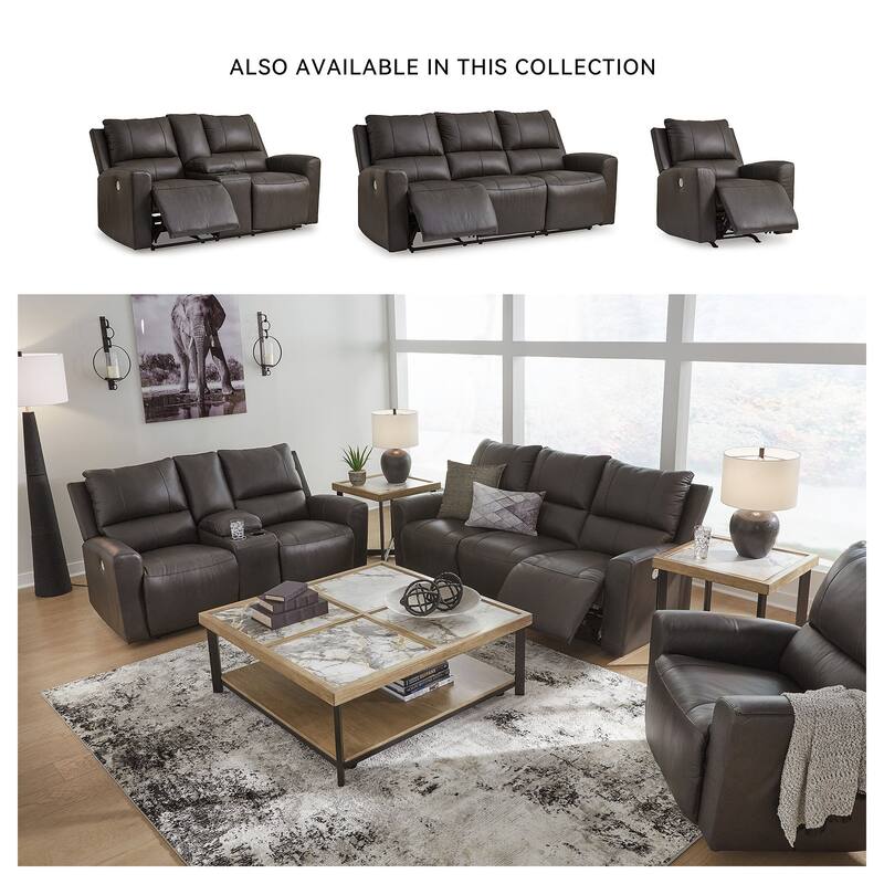 Signature Design by Ashley Boxmere Dark Brown Double Power Reclining Loveseat with Console - 75"W x 38"D x 39"H