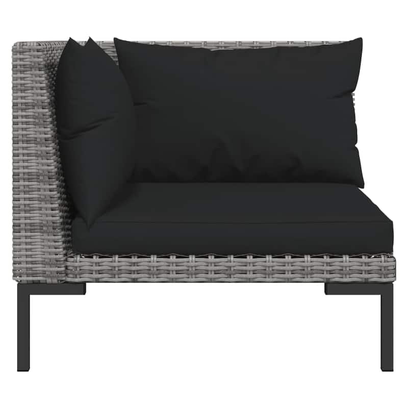 vidaXL Patio Lounge Set Outdoor Sectional Sofa Set Table Poly Rattan Dark Grey - 27.6" x 27.6" x 24"