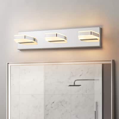 3-Light Modern Rectangular Dimmable LED Bathroom Vanity Light