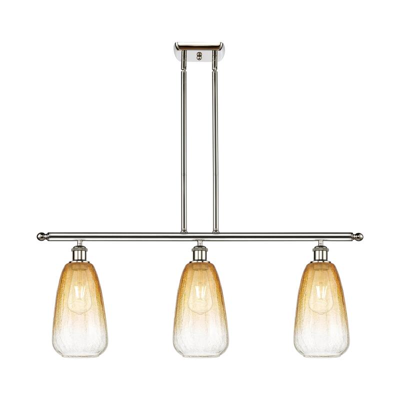 Innovations Lighting Endless Possibilities Ballston - Brookhaven Almond - 3 Light 36" Stem Hung Island Light - Polished Nickel/Amber
