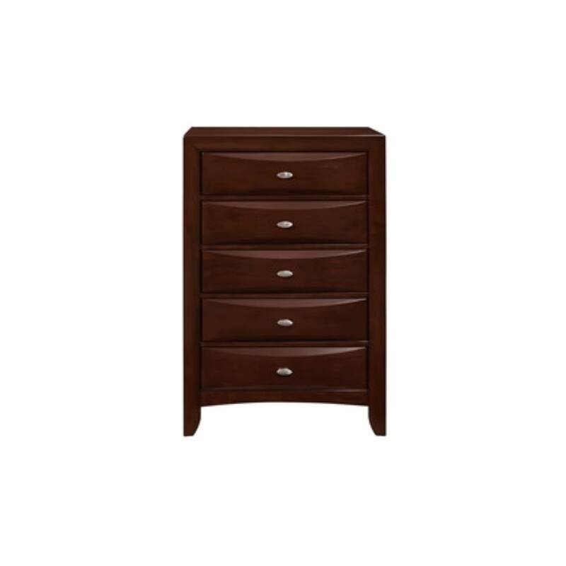 32" Espresso Solid Wood Five Drawer Chest