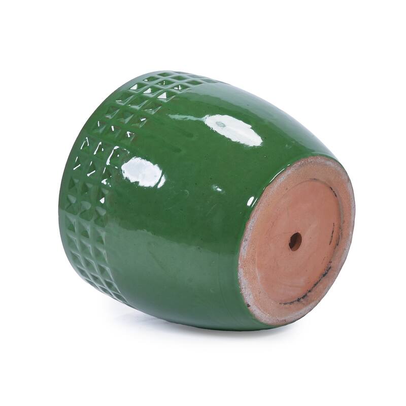 Set of 3 Ceramic Planters Diamond Pattern Plants for Succulents Herbs