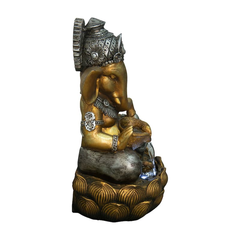 Fountain-Tabletop Lord Ganesh Sculptural Fountain With Wt Led