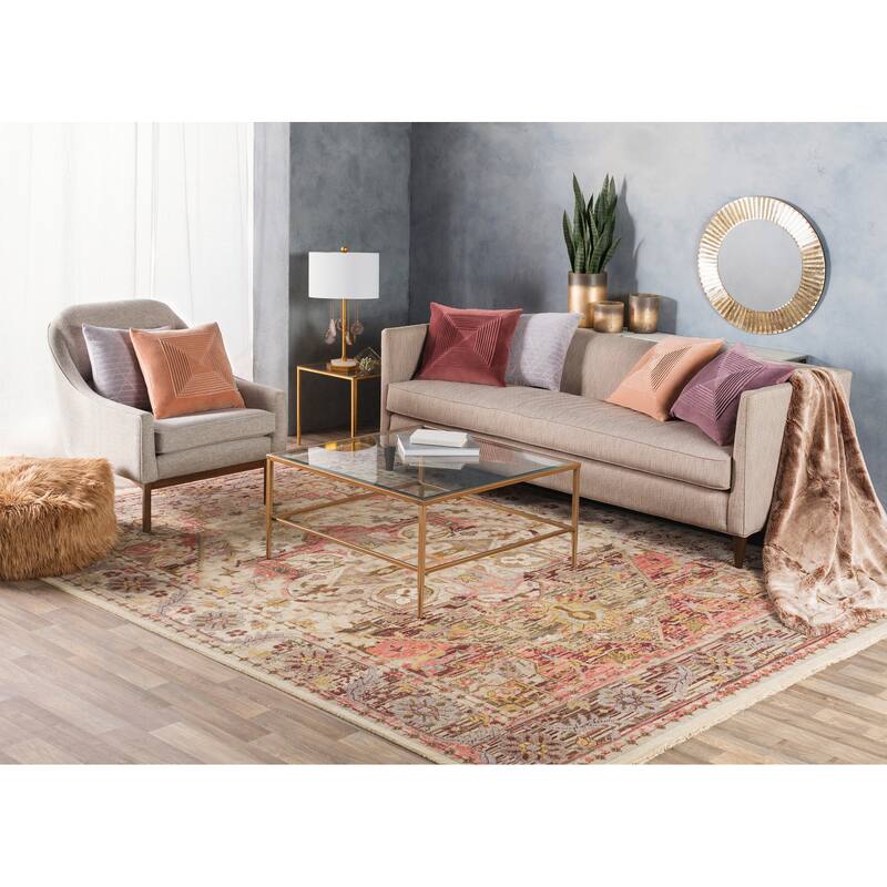 Hand-Knotted Bertilda Wool Area Rug - 10' x 14' - 10' x 14' - Olive/Plum