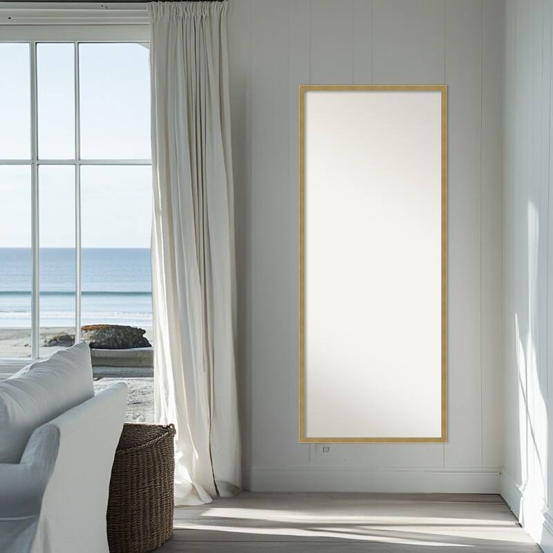 Incline Non-Beveled Wood Framed Full-Length Floor Leaner Mirror