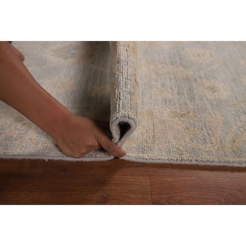 Vegetable Dye Oushak Turkish Runner Rug Handmade Floral Wool Carpet - 3'1"x 11'6"