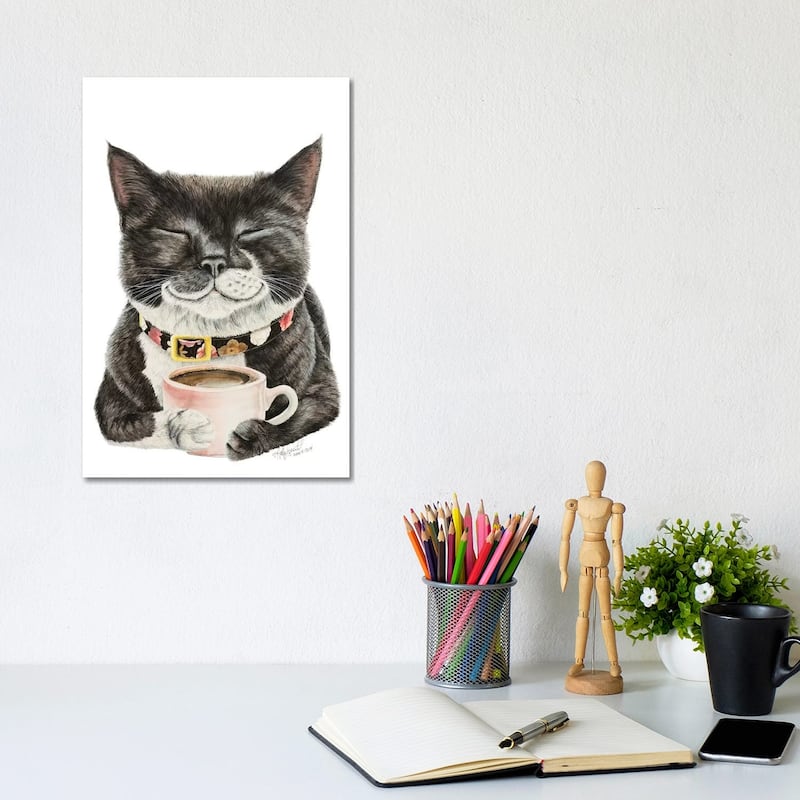 iCanvas "Purrfect Morning" by Holly Simental Canvas Print - 12x8x0.75