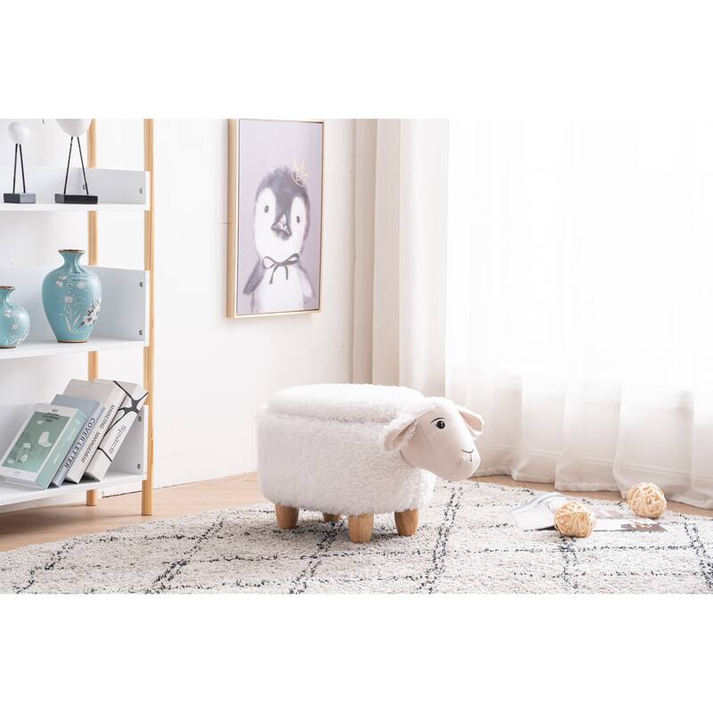 Animal Upholstered Storage Kids Ottoman - Sheep Ottoman