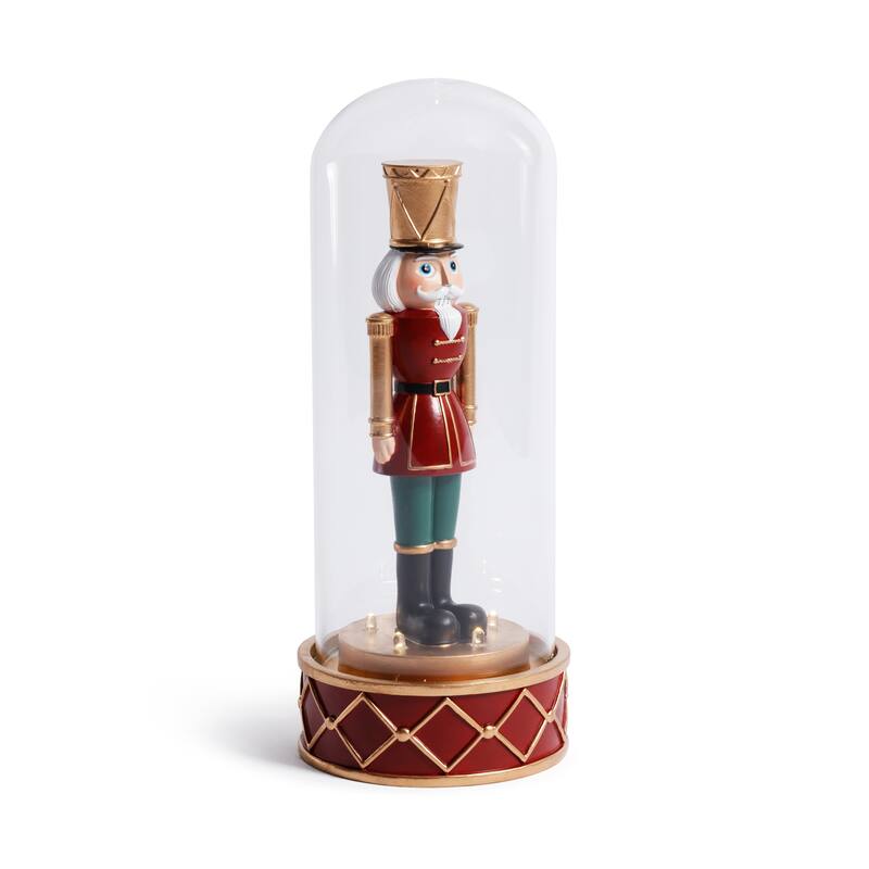 LED Soldier in Glass Cloche Christmas Tabletop Ornament - Multicolored