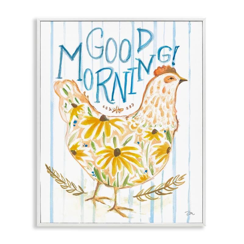 Stupell Good Morning Farmhouse Hen Framed Giclee Art Design By Jessica Mingo - 16 x 20 - White