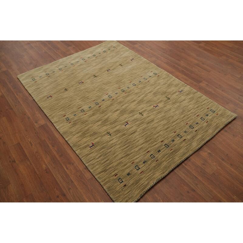 Handmade Wool Gabbeh Oriental Accent Rug Tribal Geometric Carpet - 5' 9'' X 4' 3''