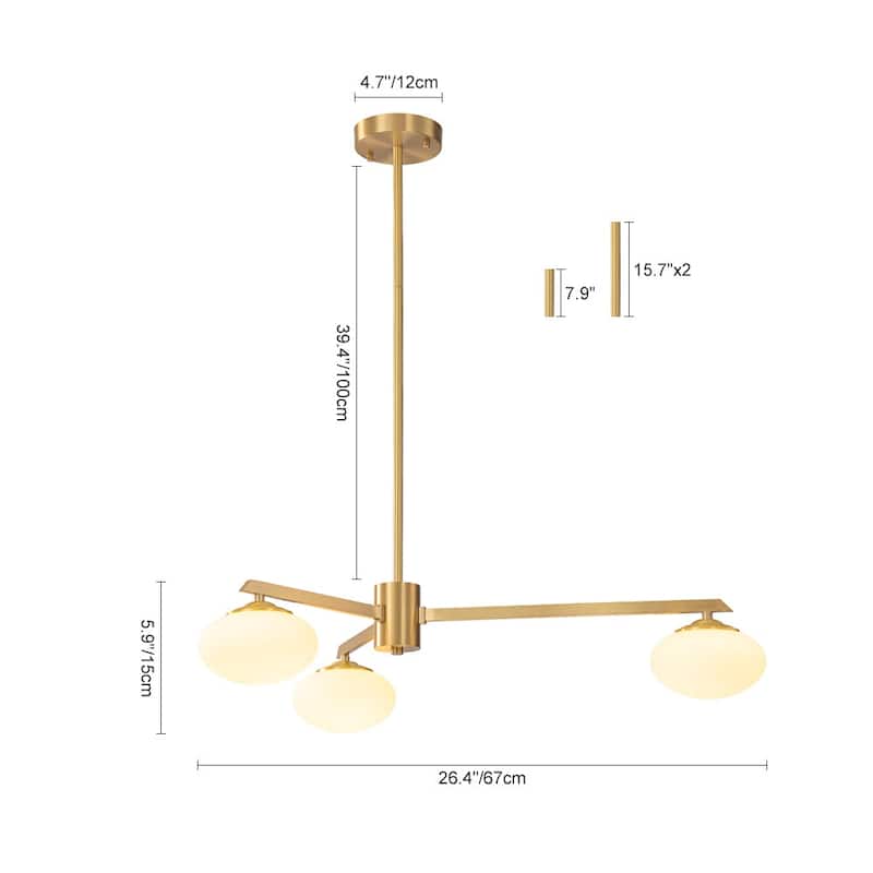 Modern Ellipse Glass Sputnik Chandelier Convertible to Semi-flush Mount