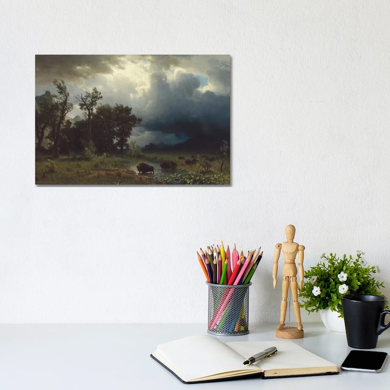 iCanvas "Buffalo Trail: The Impending Storm, 1869" by Albert Bierstadt Canvas Print - 8x12x0.75