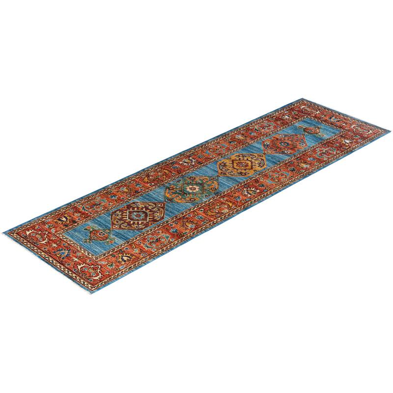 Serapi One-of-a-Kind Hand-Knotted Runner Rug - Light Blue, 2' 7" x 8' 7" - 2' 7" x 8' 7"