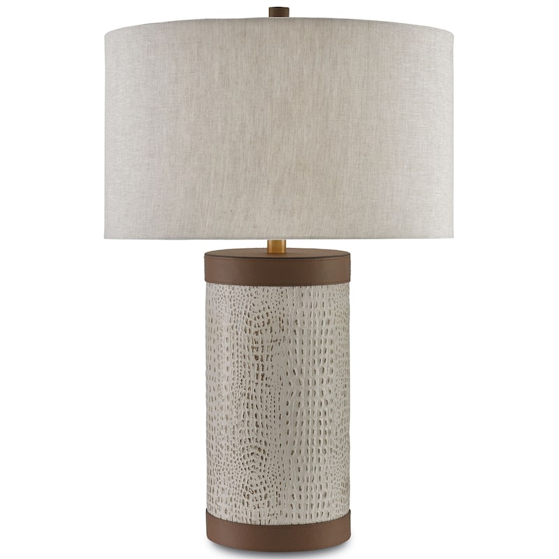 Currey & Company Baptiste Table Lamp - 29.5"h x 19"dia - 29.5"h x 19"dia - Ivory/Brown/Brushed Brass