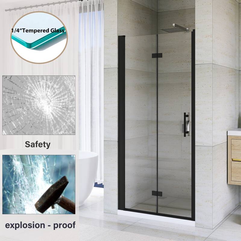 Bifold Framed Shower Door in Matte Black Finish