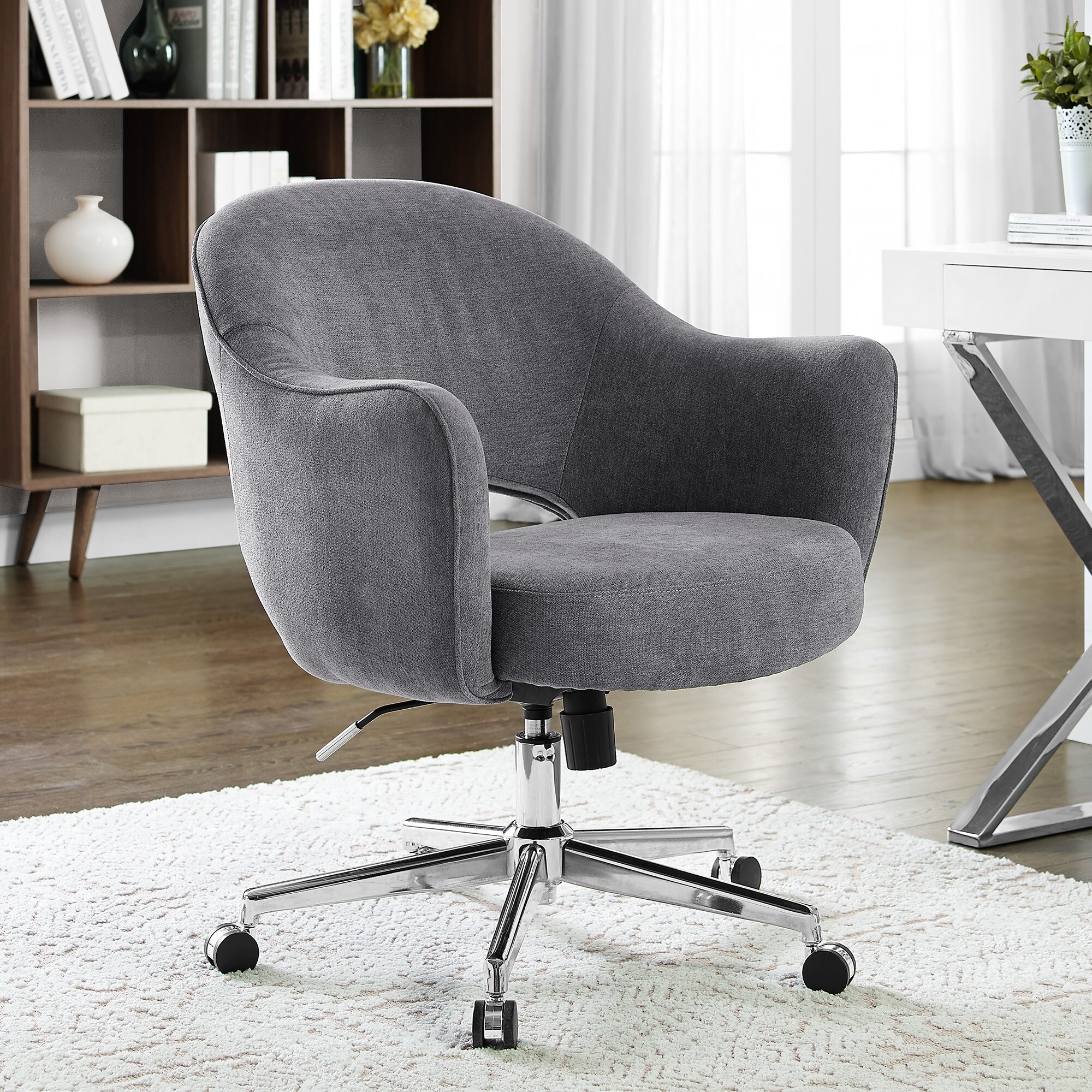 Serta Valetta Home Office Chair Home Desk Chair with Memory Foam Padding Chrome Finished Stainless Steel Base